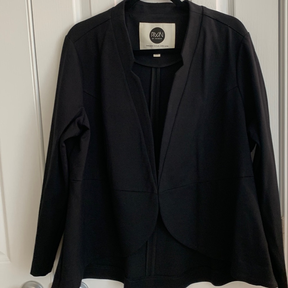 RWN by Rawan 1X heavy knit blazer with single front hook and eye closure